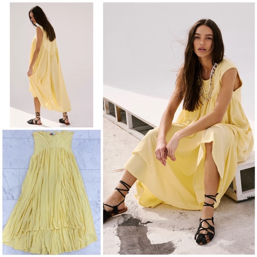NWOT Free People Beach Madelyn Midi In MELLOW YELLOW Size: XS